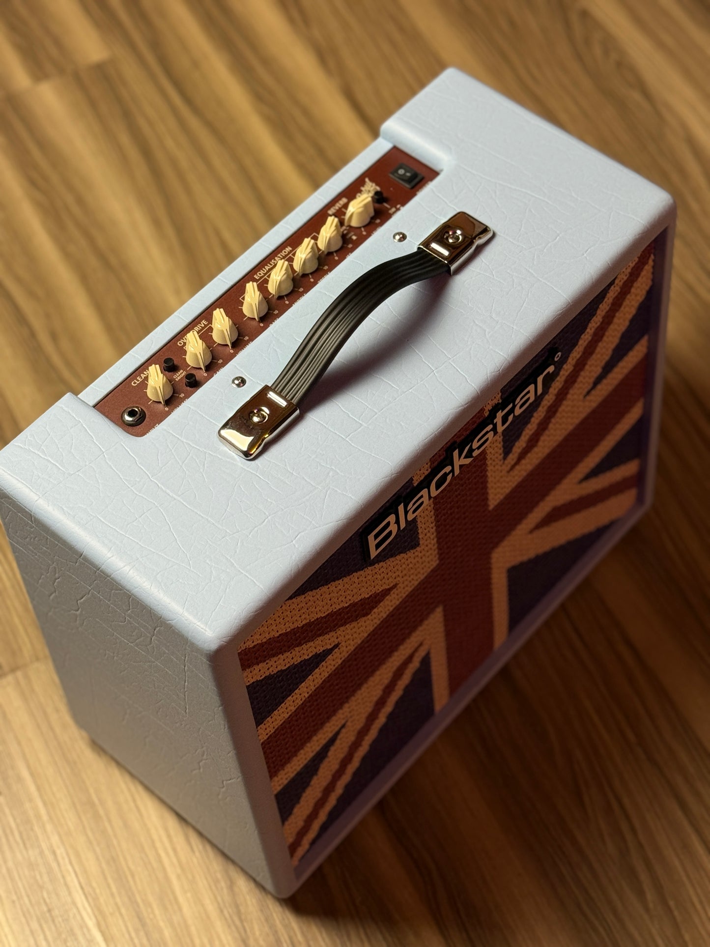 Blackstar Debut 50R 50-watt 1 x 12-inch Combo Amplifier in Baby Blue Tolex with Union Flag Grille