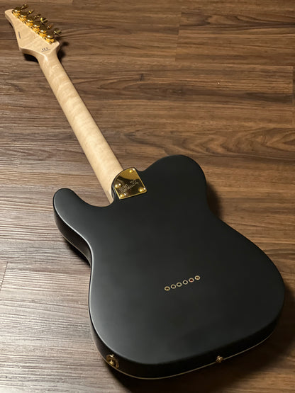 SLX Raven Thinline Deluxe in Black Satin with Maple FB and Gold Hardware