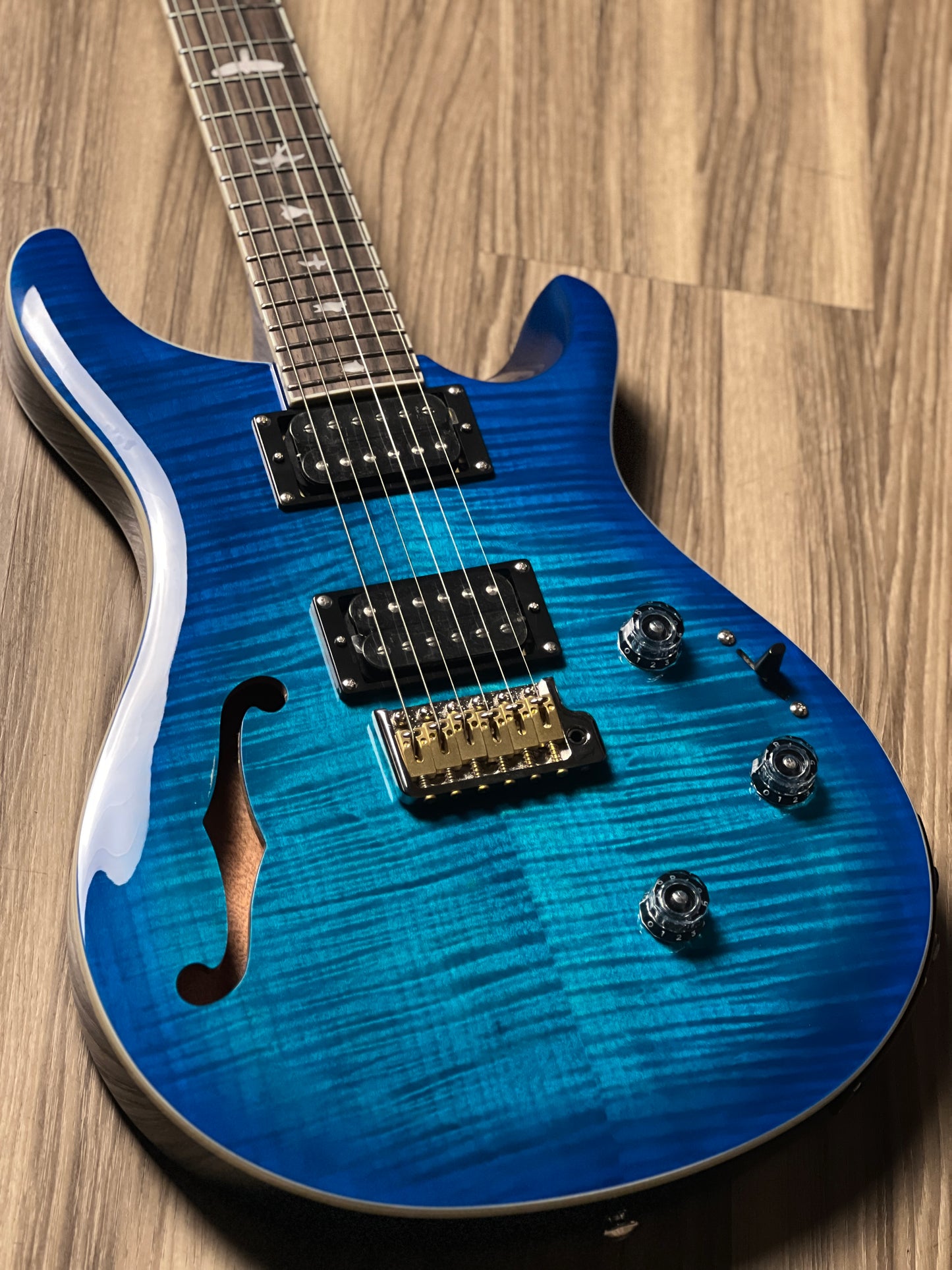 PRS SE Custom 24 Semi Hollow Piezo in Lake Blue