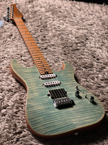 Soloking MS-1 Custom 22 HSS Flat Top with Roasted Maple FB in Faded Aqua Blue Nafiri Special Run