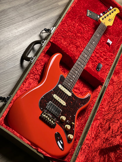 SQOE SEST1000 HSS Custom Shop Series in Fiesta Red Limited Edition with Hardshell Case