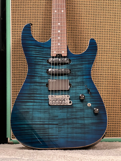 Soloking MS-1 Custom 24 HSS VT with Rosewood FB in Ultraviolet Blue Burst