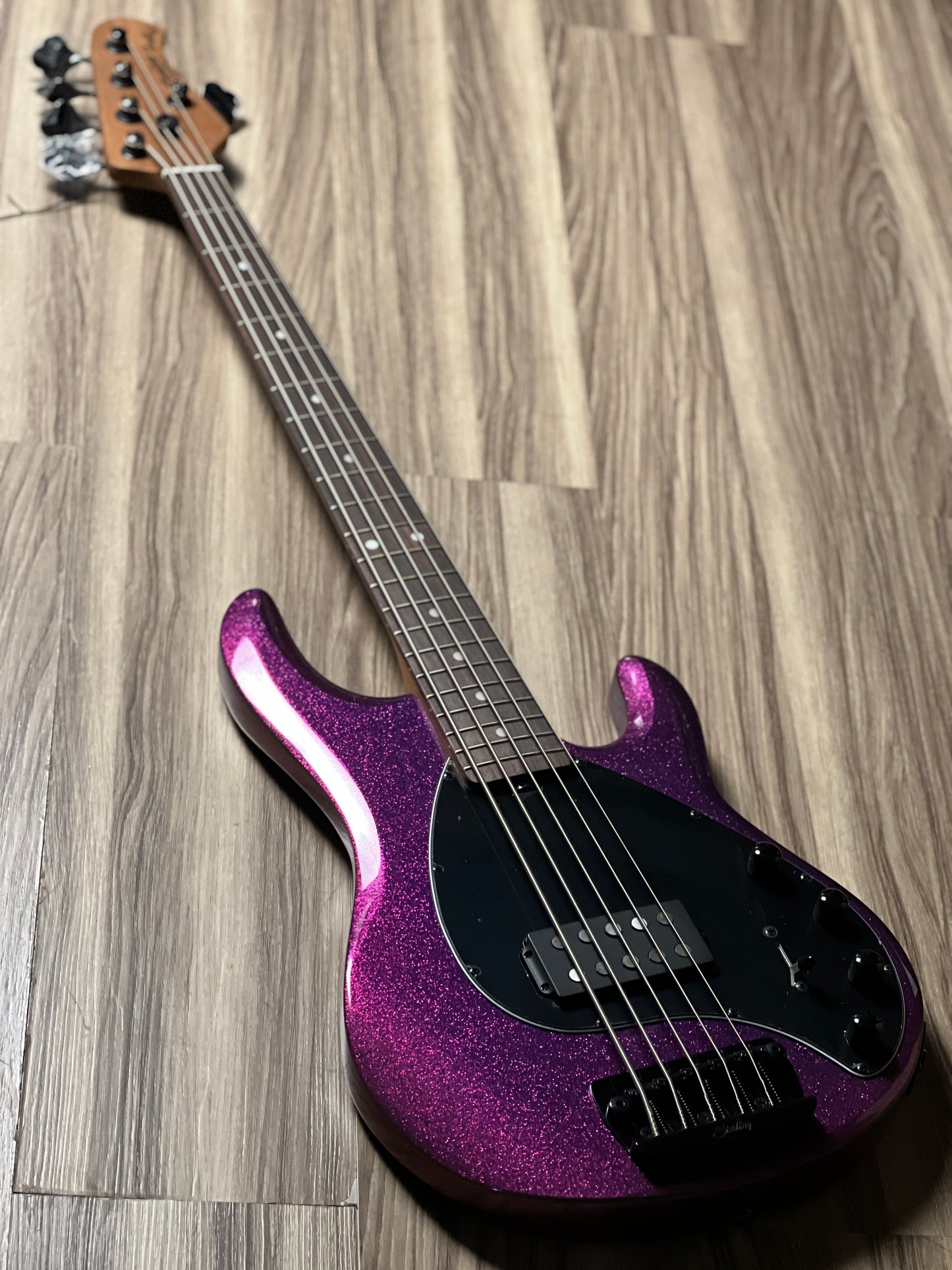 Sterling by Music Man Ray35 5-String Bass in Purple Sparkle