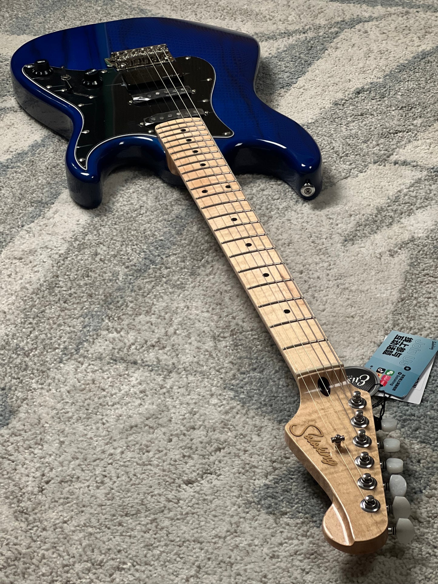 Soloking MS-1 Tibute FMN ASH in Transparent Blue with Flame Maple Neck