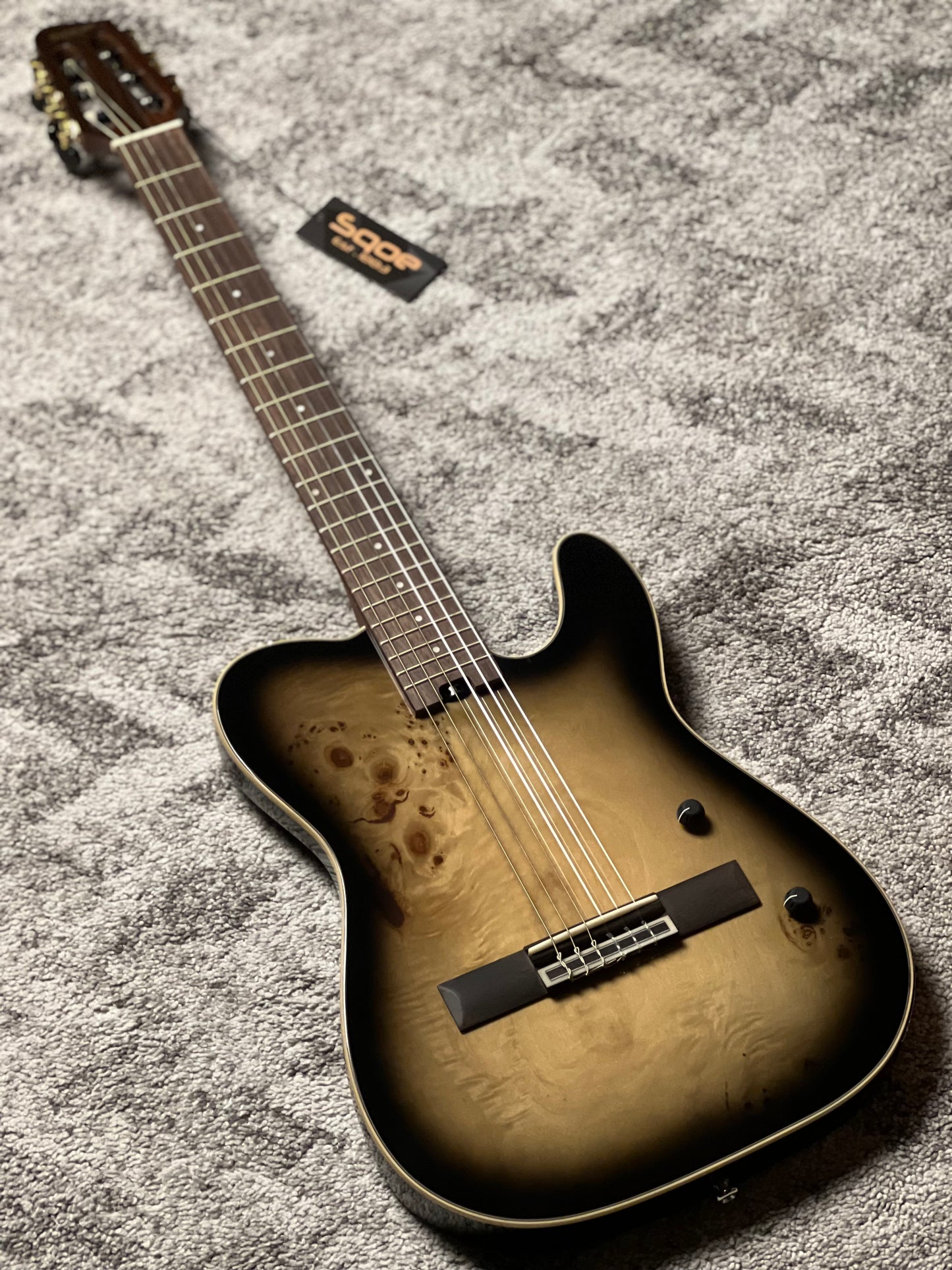 SQOE Spain SEGD-600 Nylon Electric Guitar with Piezo in Aurora Black