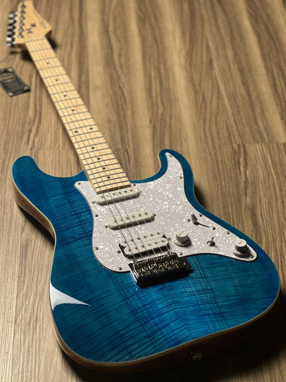 SQOE SEIB680 HSS with Flame Maple Top in Aqua Blue