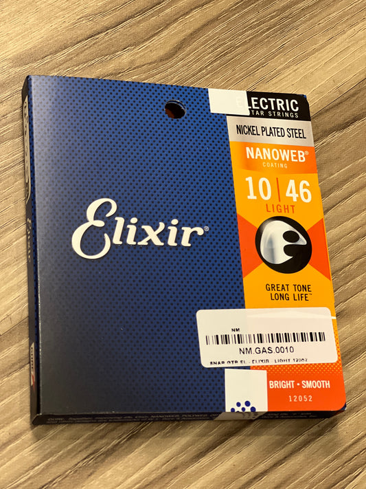 Elixir 12052 Nanoweb Electric Guitar Strings, Light, 10-46