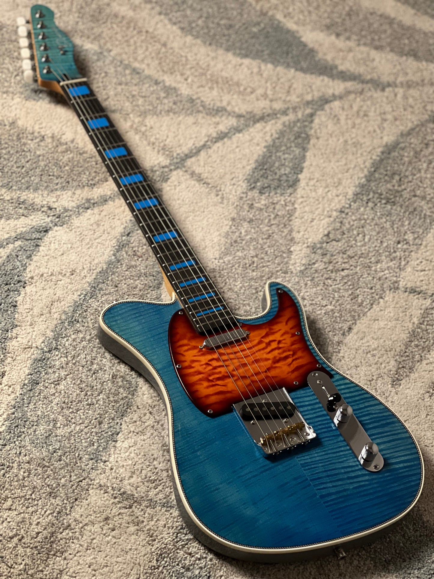 Dhatarattha Custom DTL Flame in Pacific Jeans Blue with Rosewood FB