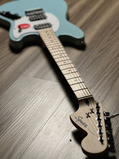 Squier FSR Sonic Mustang HH with White Pickguard and Maple FB in Sonic Blue