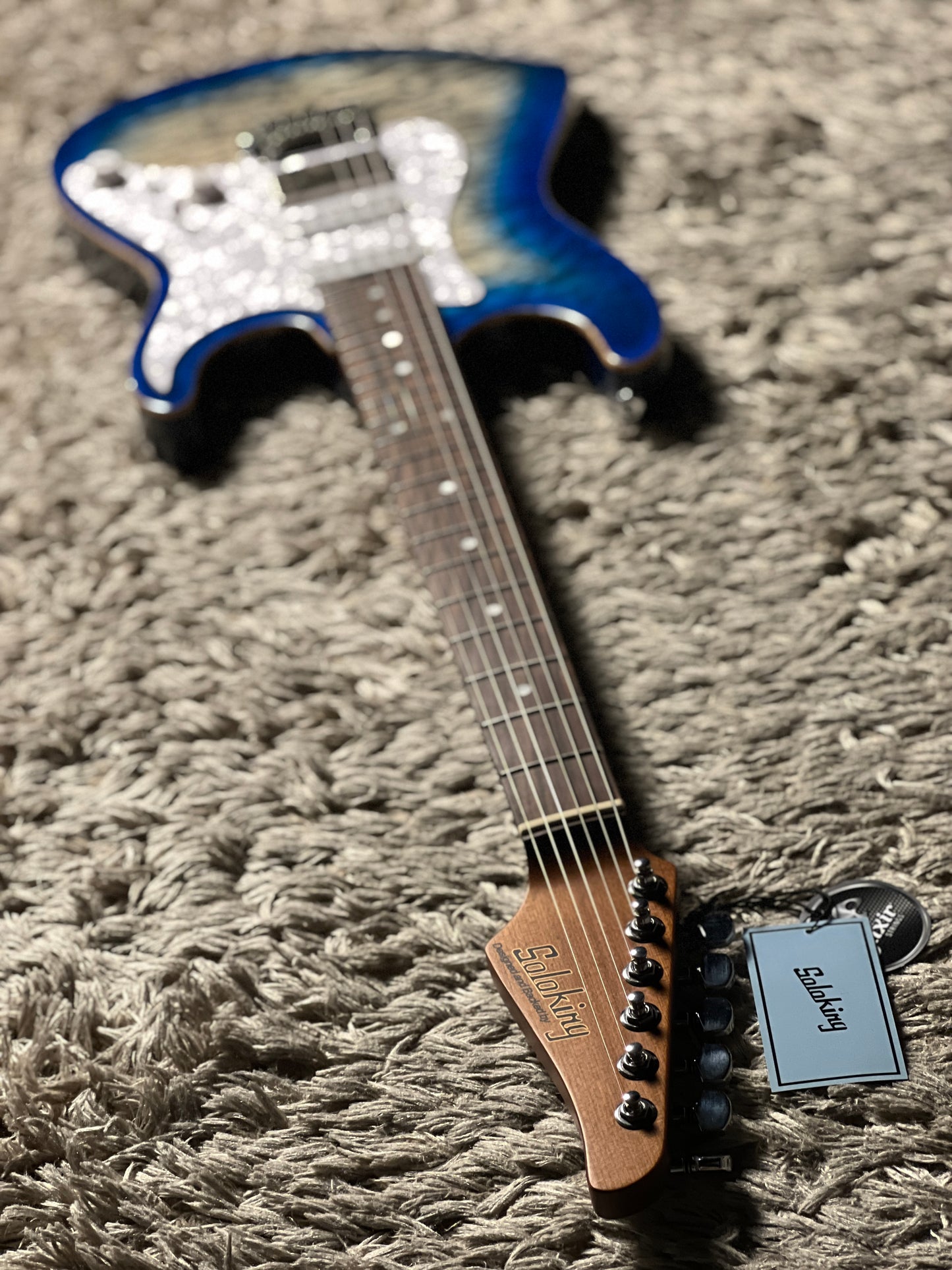 Soloking MS-1 Classic MKII Flat Top in Iridium Blue Burst with 5A Quilt Top Nafiri Special Run