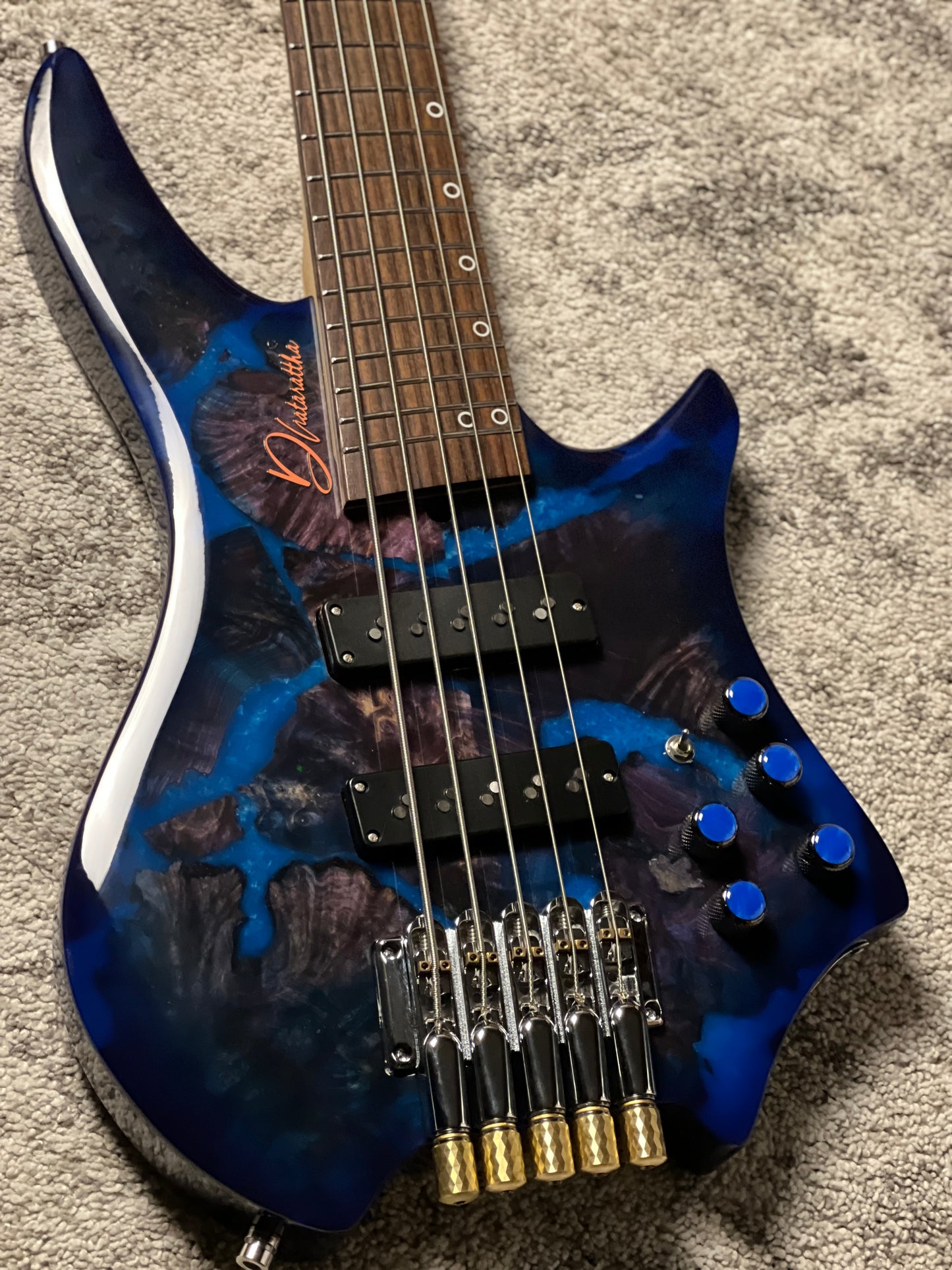 Dhatarattha Custom DEB 5 Headless Bass in Island Burl Top with RW FB Nafiri Special Run