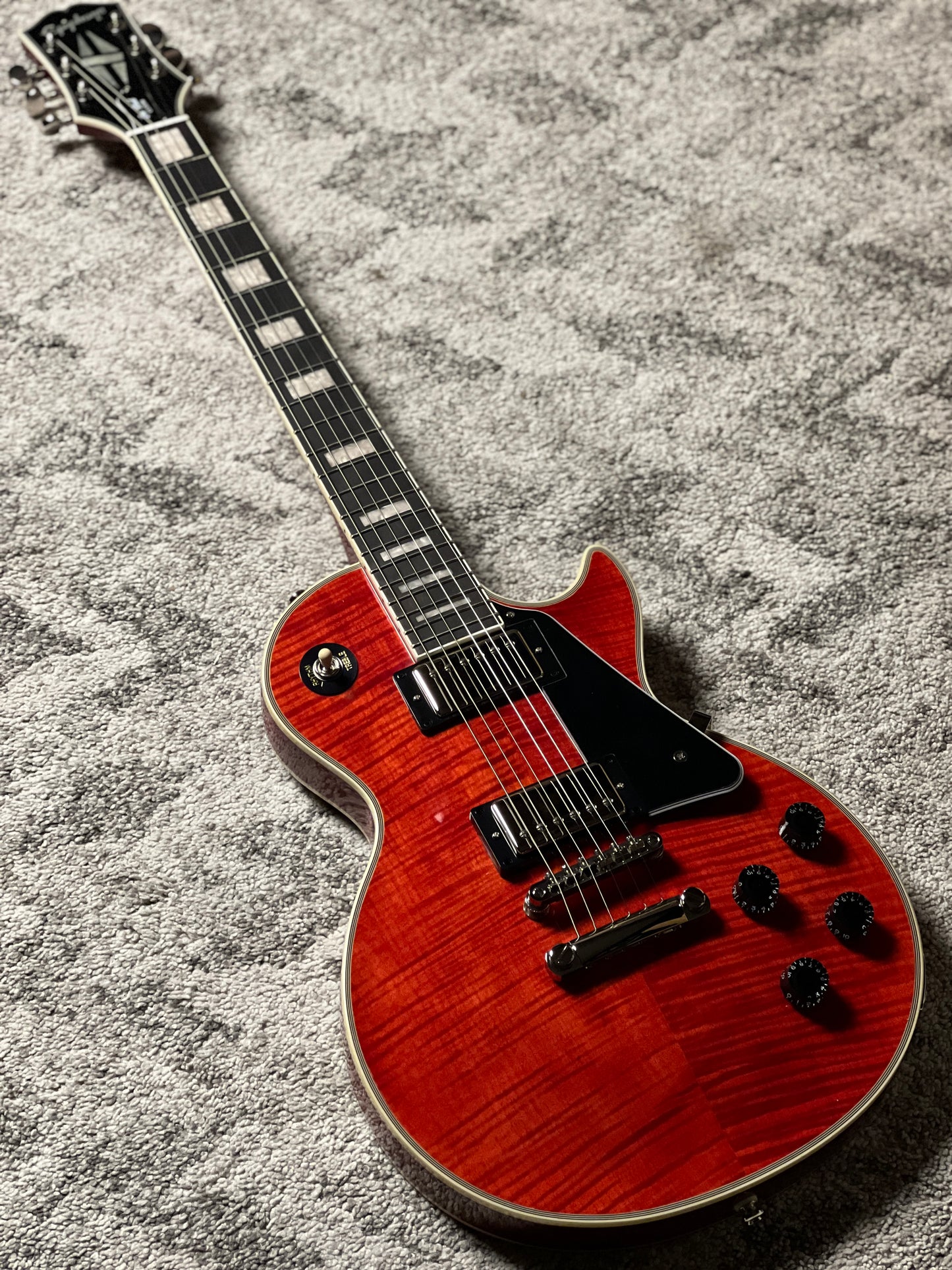 Epiphone Les Paul Custom Figured in Transparent Red w/Premium Gigbag 25021529236