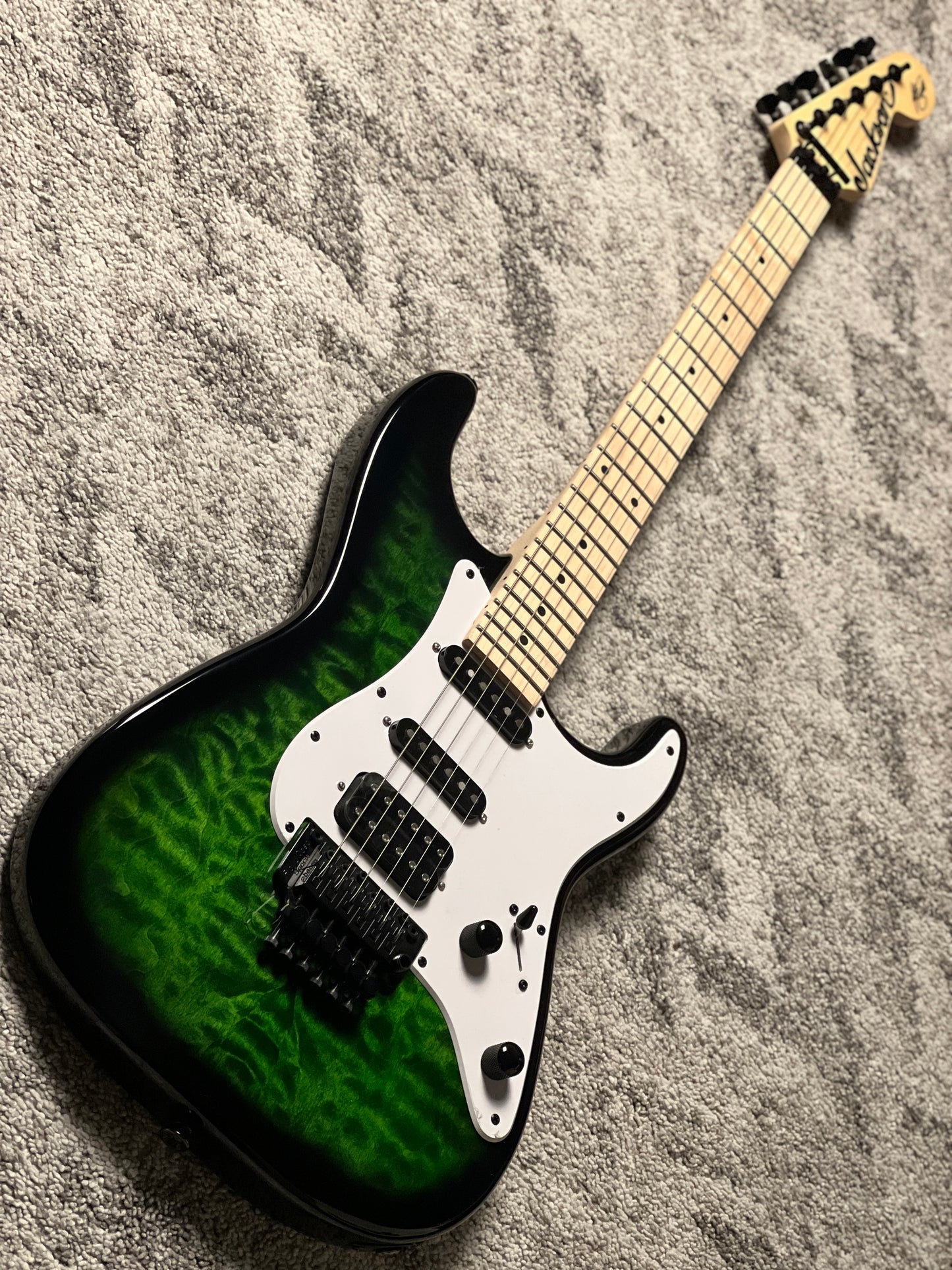 Jackson Adrian Smith SDXQ with Maple FB in Transparent Green Burst
