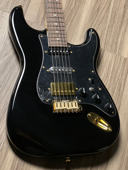 SQOE SEST1009 HSS Custom Shop Series in Black Beauty Gold Hardware Limited Edition with Hardshell Case