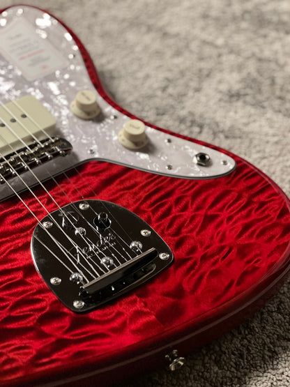 Fender Japan Hybrid II Jazzmaster Electric Guitar w/Quilt Maple Top with RW FB in Quilt Red Beryl JD24000724