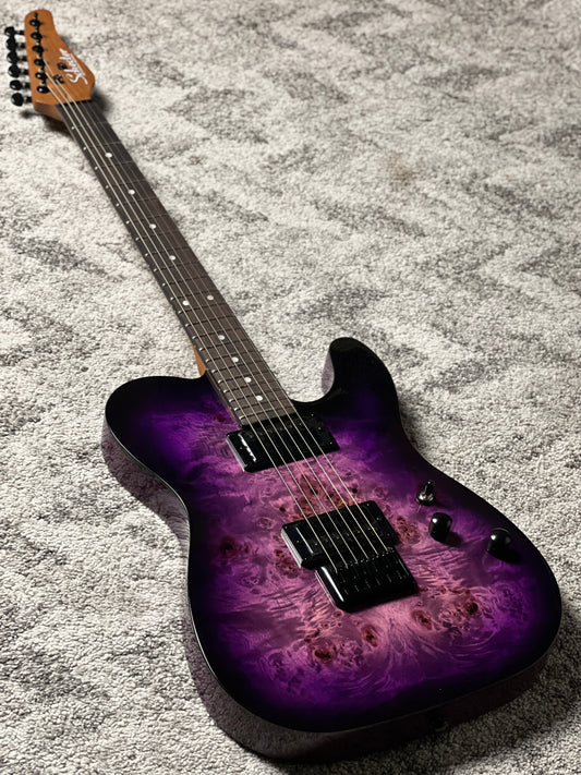 Schecter PT Standard in Black Purple Burst Burl