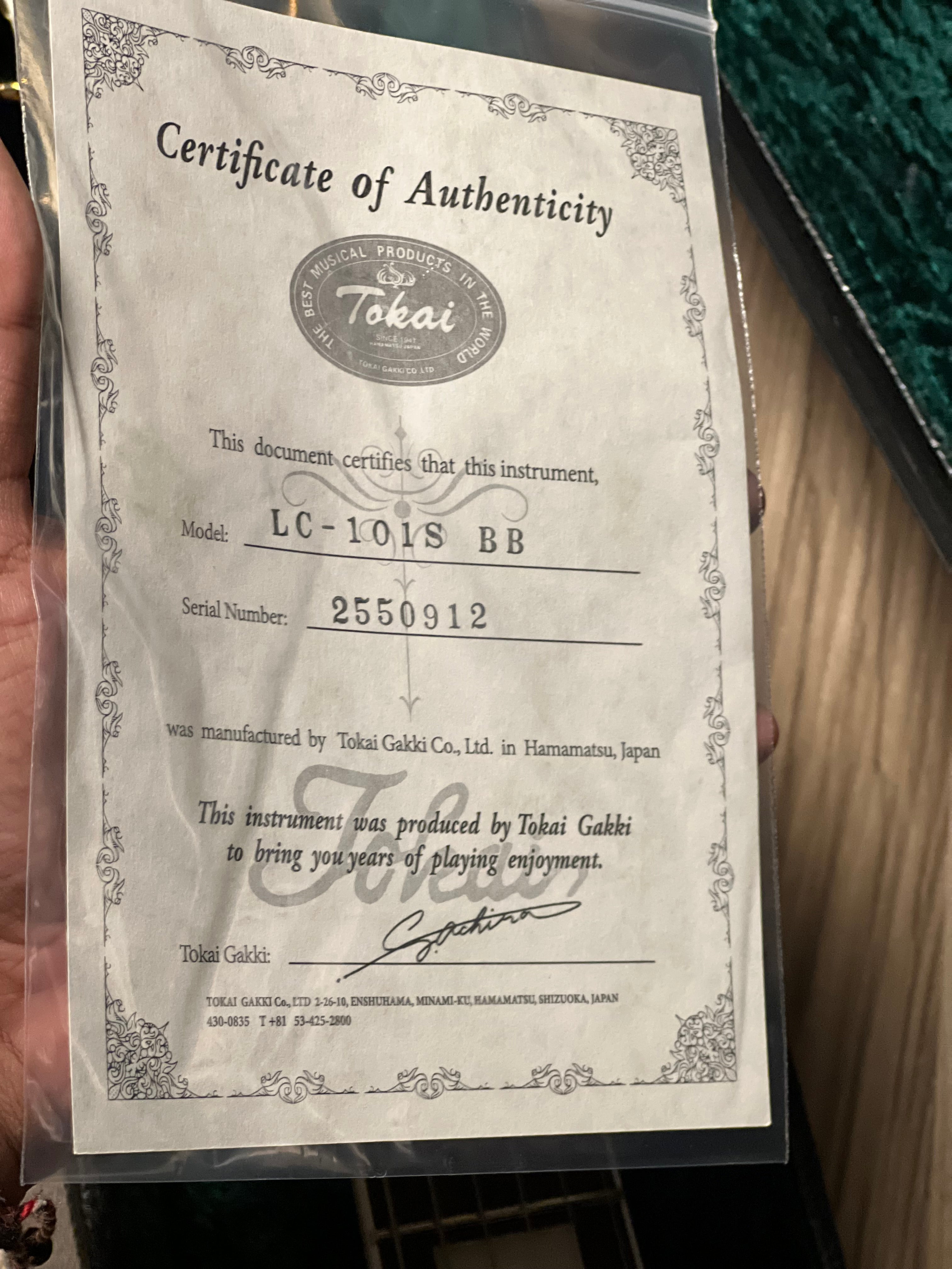 Tokai Love Rock Japan LC-101S in Black Beauty 2550912