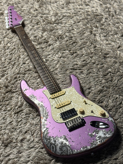 Dhatarattha Performance DST HSS in Violet Purple over Black Paisley with RW FB and Nitrocellulose Lacquer Relic