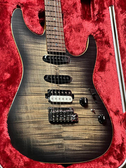 Ibanez TQM2-CUF Tom Quayle Signature  in Charcol Black Burst Flat with Case F2429224