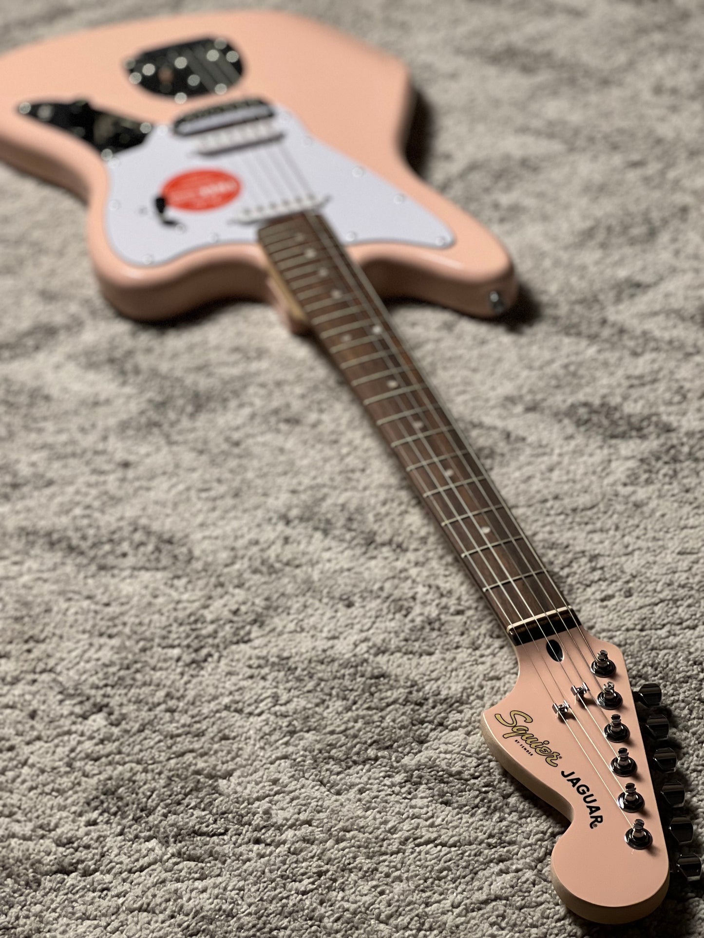 Squier FSR Affinity Series Jaguar with Laurel FB in Shell Pink