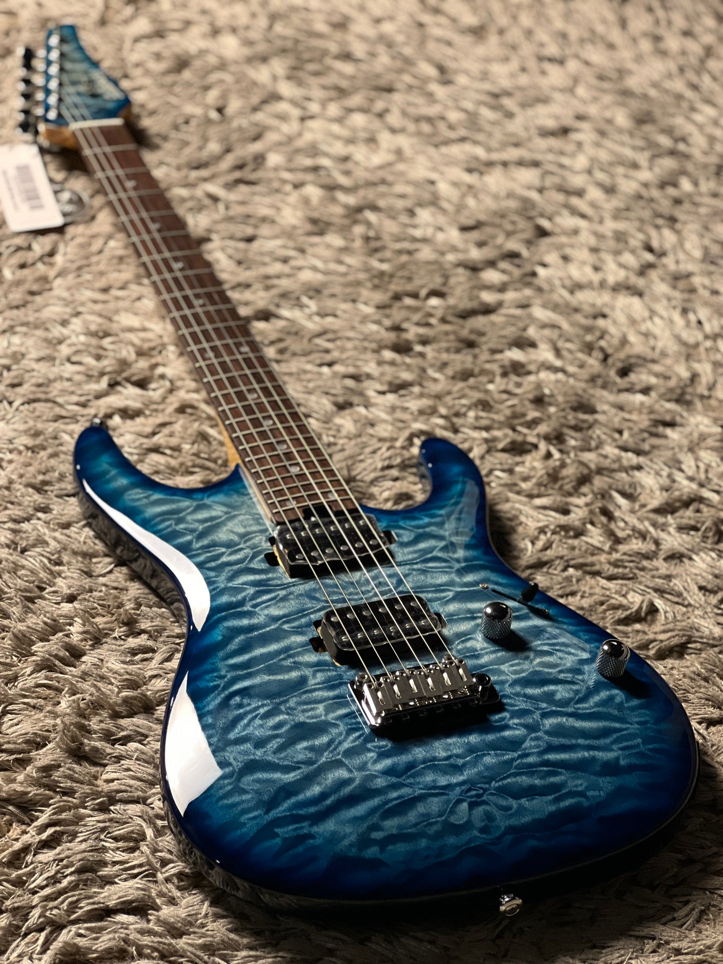 Soloking SM-24 HH QM Shredmaster with Rosewood FB in Ocean Blue Burst