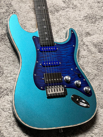 Dhatarattha Custom DST HSS in Ocean Turquoise Metallic with Rosewood FB and Quilt Pickguard