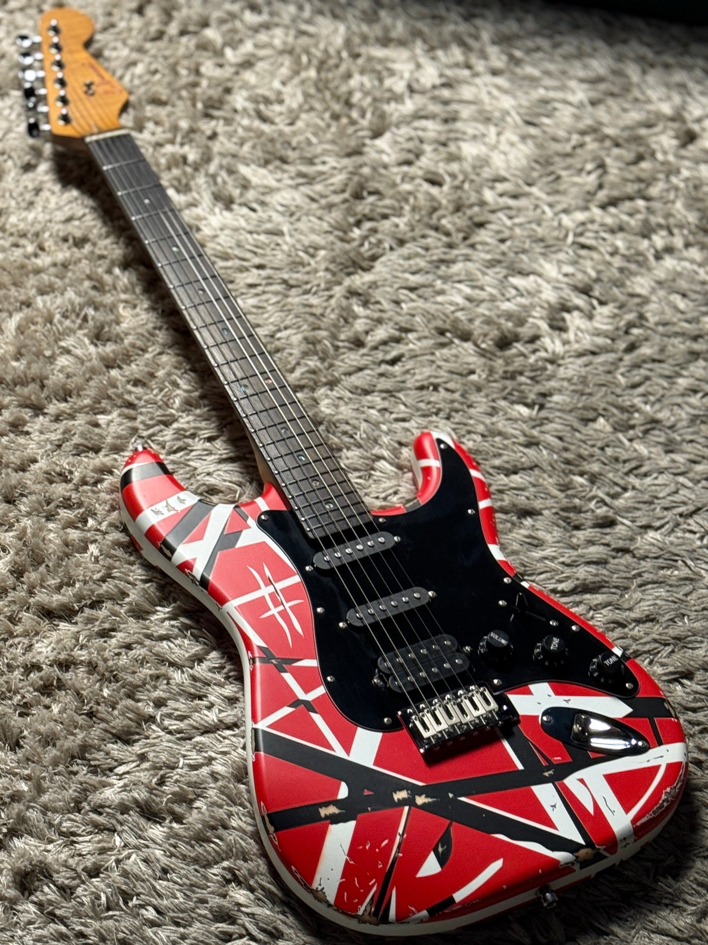 Dhatarattha Classic Red Black White Stripes with Rosewood FB and Nitrocellulose Lacquer Relic