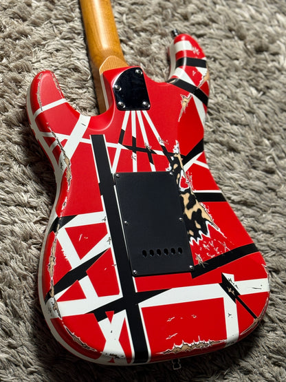 Dhatarattha Classic Red Black White Stripes with Rosewood FB and Nitrocellulose Lacquer Relic