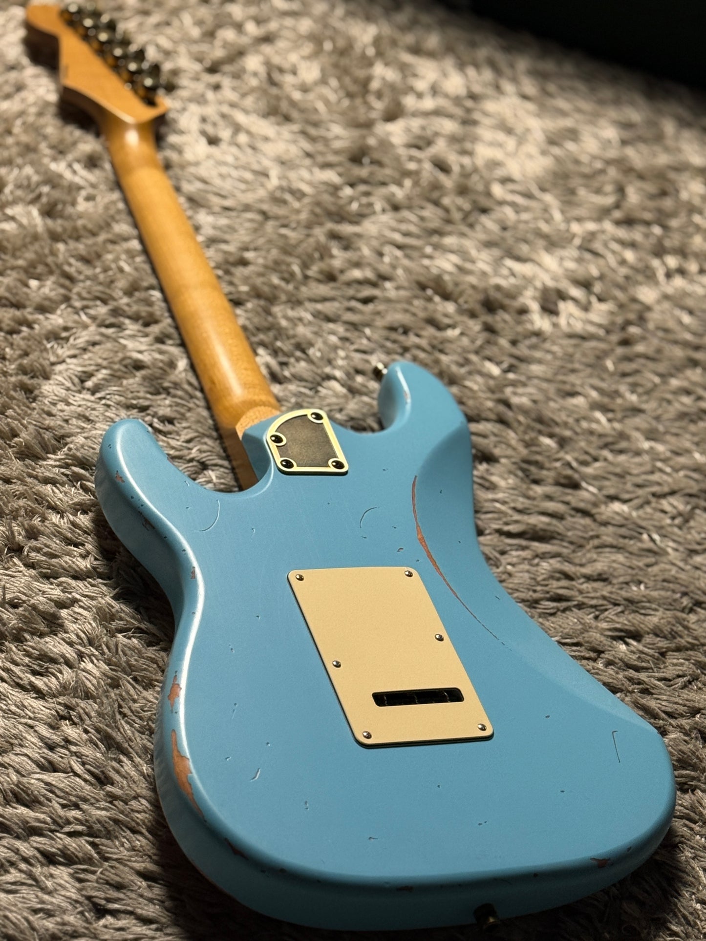 Dhatarattha Classic DST HSS in Sonic Blue over Pink Paisley with Rosewood FB and Nitrocellulose Lacquer Relic