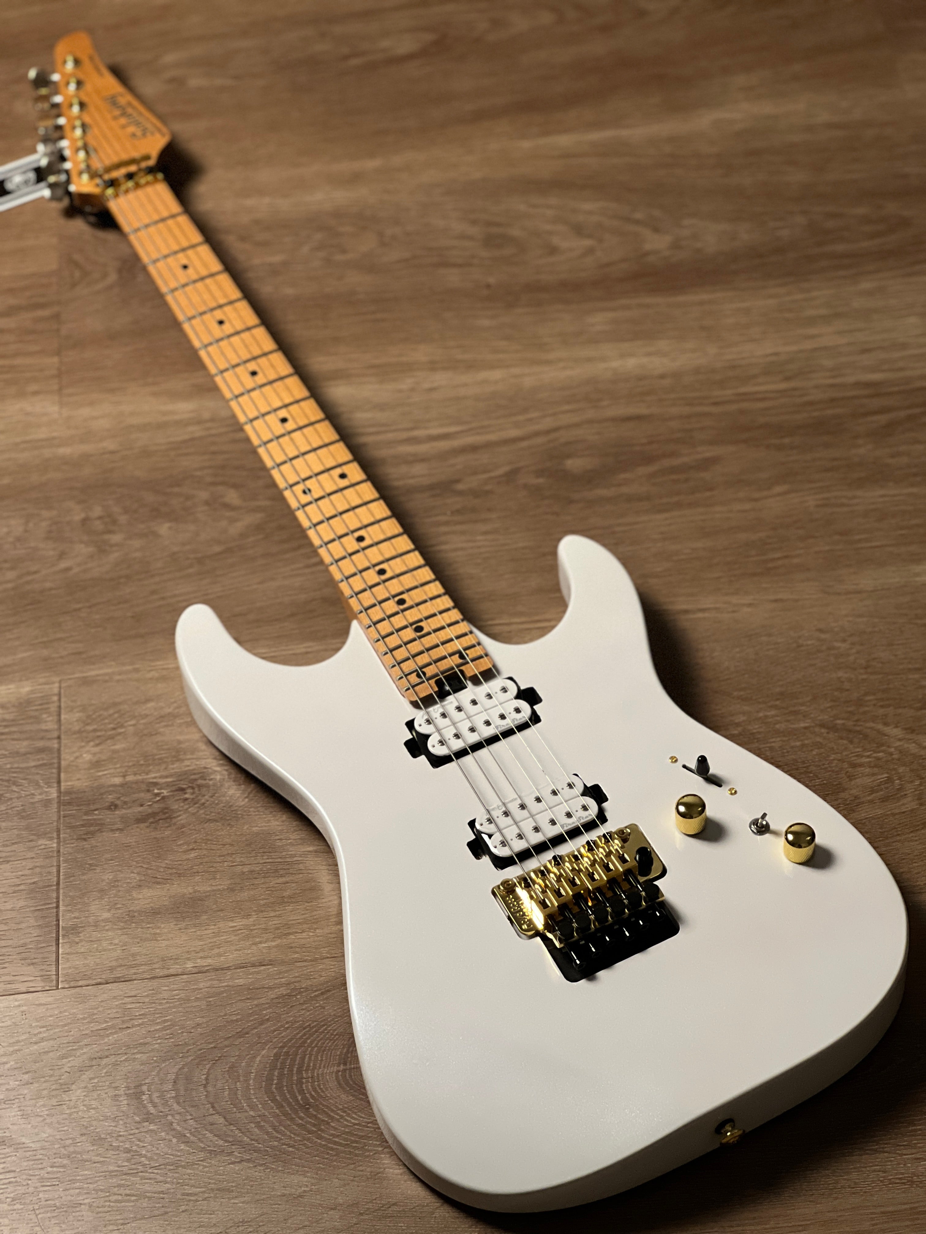 Soloking MS-1 Custom 24 HH FR Flat Top in Pearl White with Gold