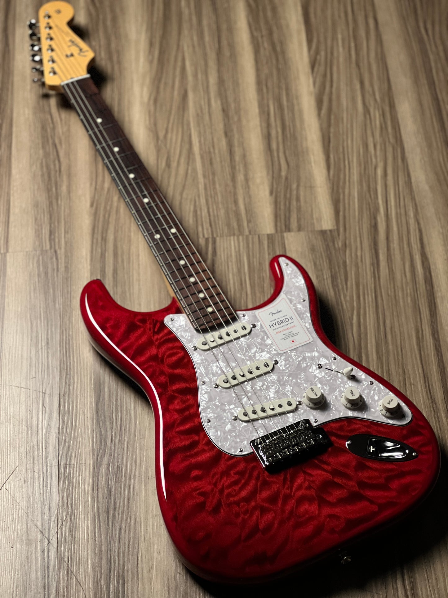 Fender Japan Hybrid II Ltd Ed Stratocaster  with Quilt Maple Top and Rosewood FB In Red Beryl JD23032939