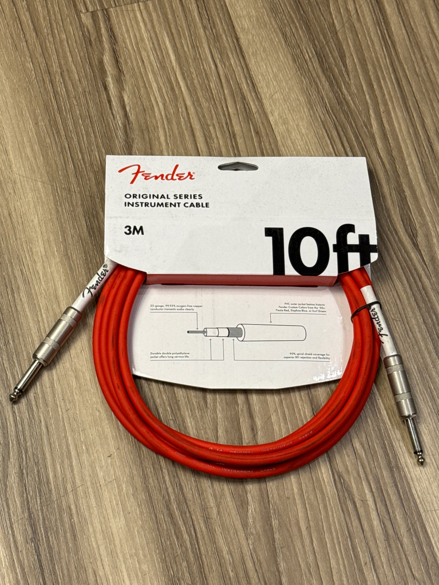 Fender Original Series Straight Instrument Cable 10ft in Fiesta Red