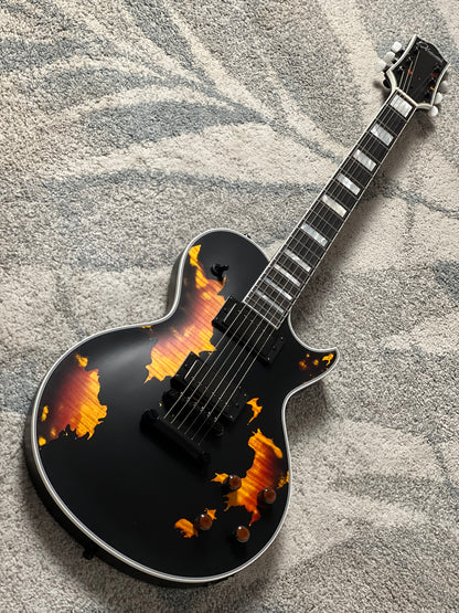 Dhatarattha Custom DLP in Black Over Triburst with 5A Flame Top Relic