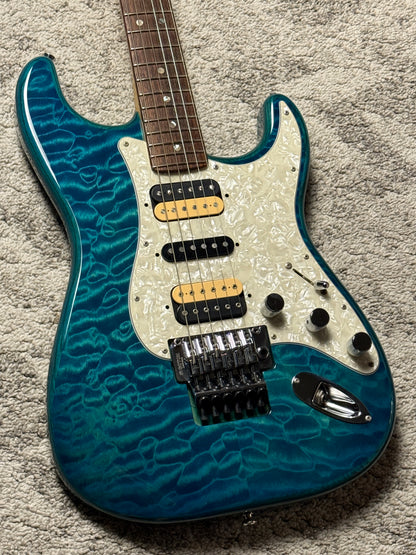 Fender Michiya Haruhata Stratocaster with RW FB in Caribbean Blue Trans JD19003960