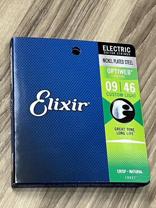 Elixir 19027 Optiweb Electric Guitar Strings, Custom Light, 09-46