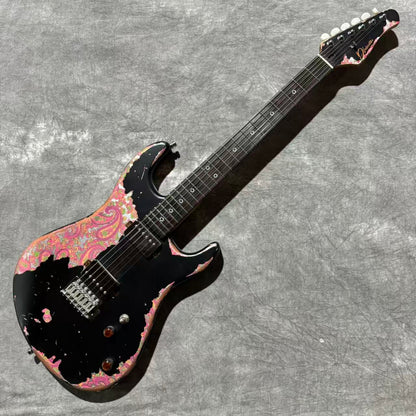 Dhatarattha Performance DST HH in Black Over Pink Paisley with RW FB Nitro Relic (Covered Pickups)