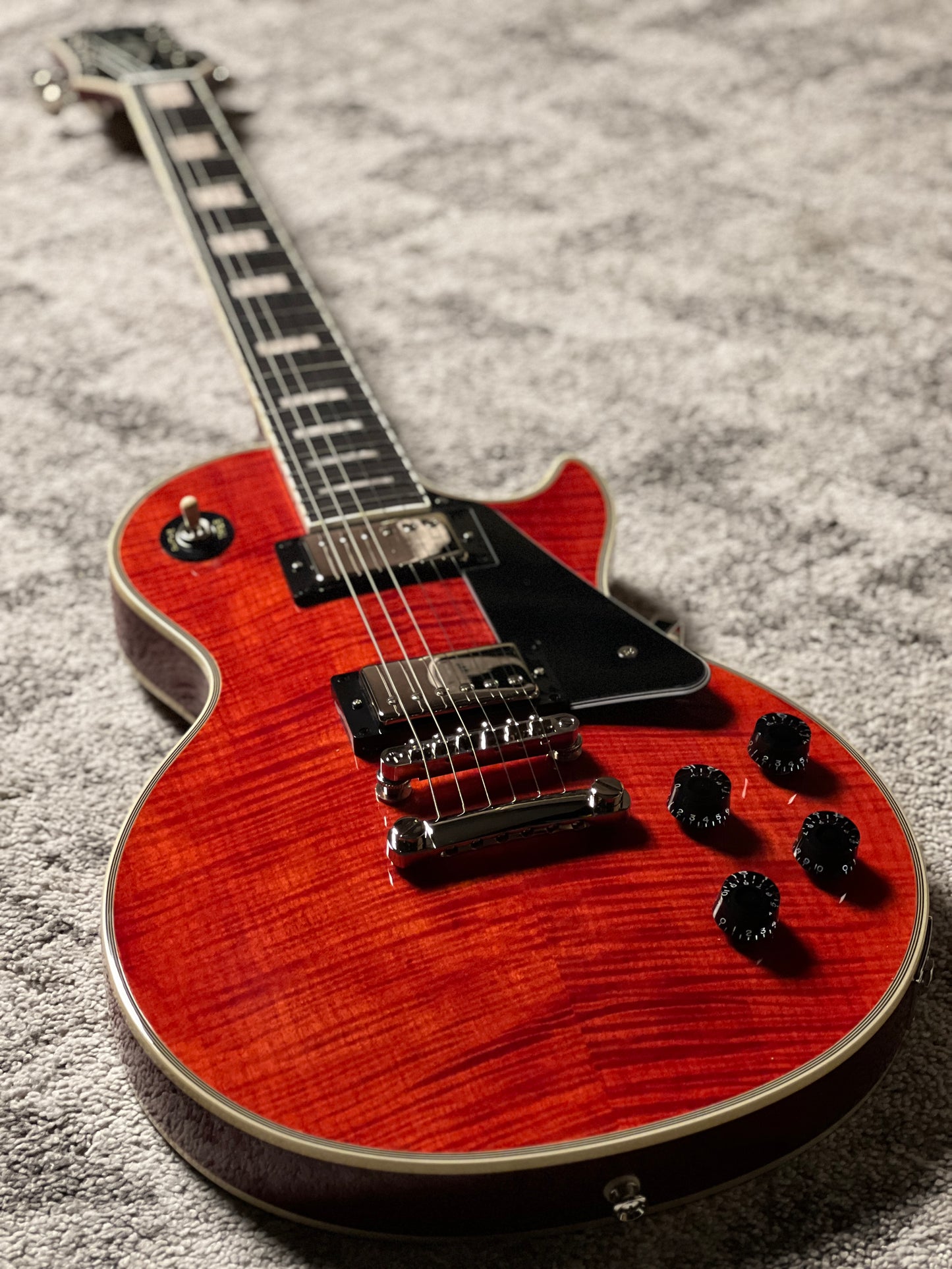 Epiphone Les Paul Custom Figured in Transparent Red w/Premium Gigbag 25021529236