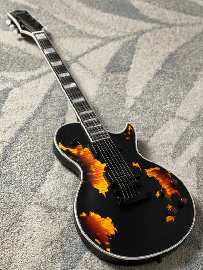 Dhatarattha Custom DLP in Black Over Triburst with 5A Flame Top Relic