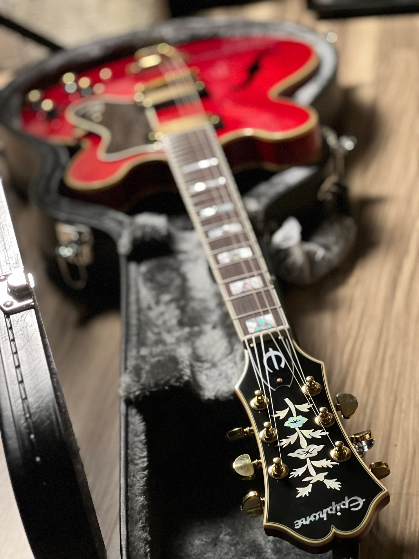 Epiphone Masterbilt Gem Archer Sheraton Electric Guitar in Cherry Red