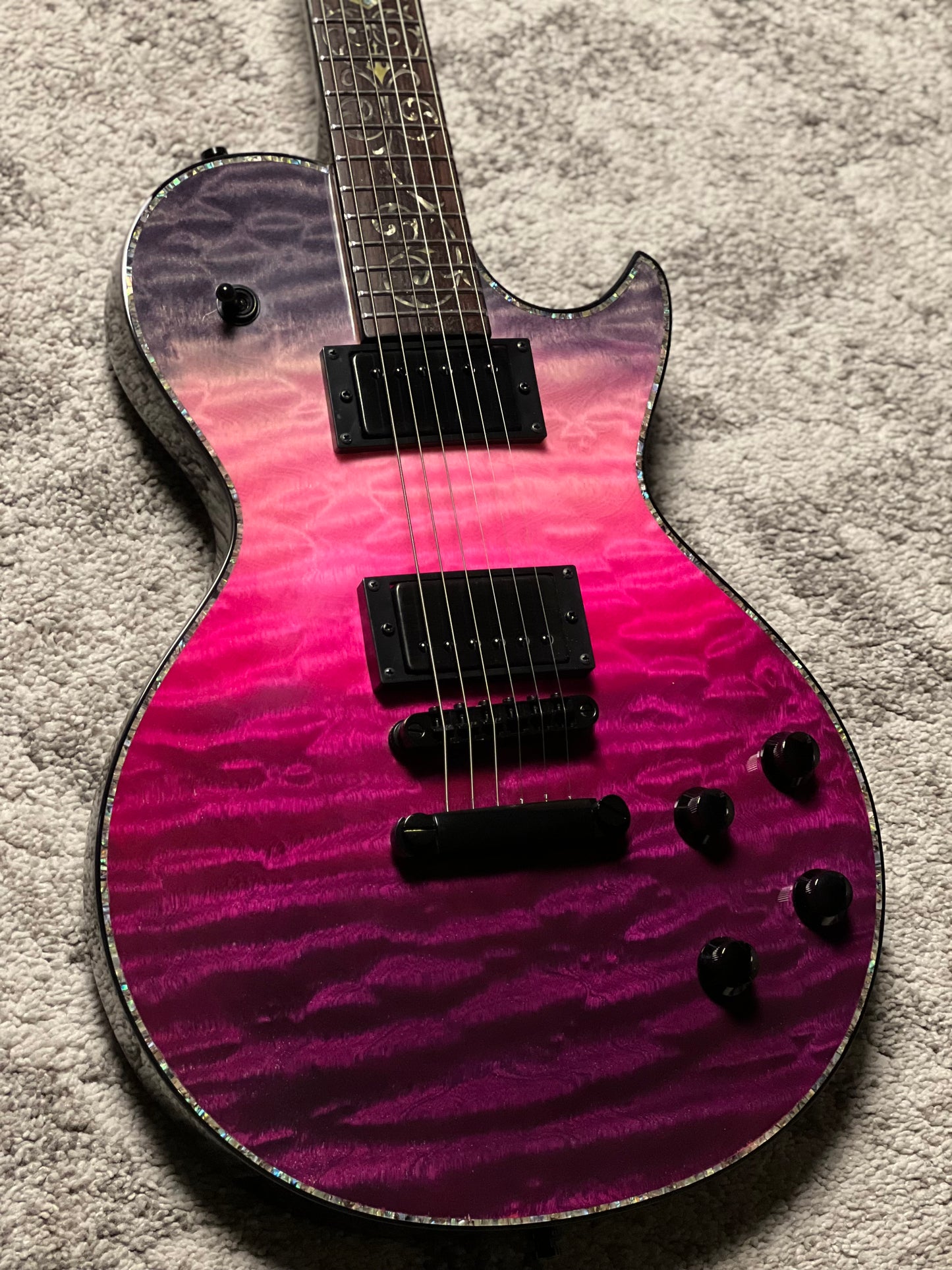 Dhatarattha Custom DLP in Purple Wipeout with 5A Quilt Top