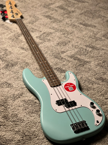 Squier Debut Series Precision Bass Guitar with Laurel FB in Daphne Blue
