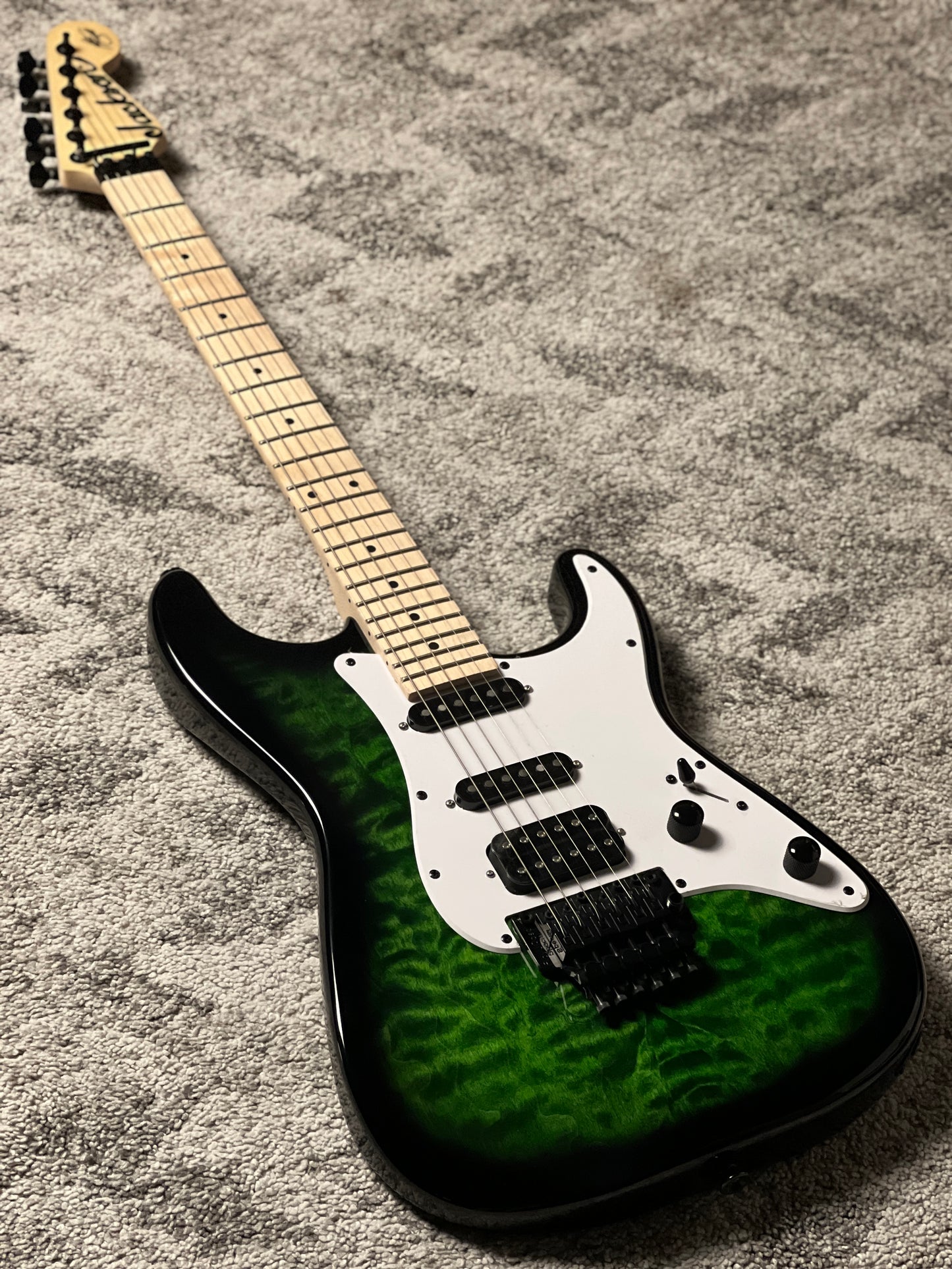 Jackson Adrian Smith SDXQ with Maple FB in Transparent Green Burst
