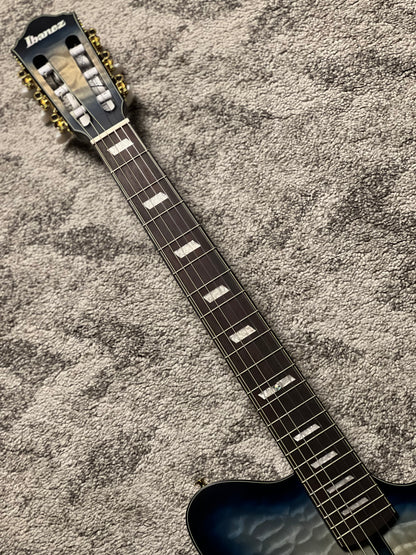Ibanez FRH20QMN-CTL Acoustic-Electric Guitar in Cosmic Blue Starburst Low Gloss