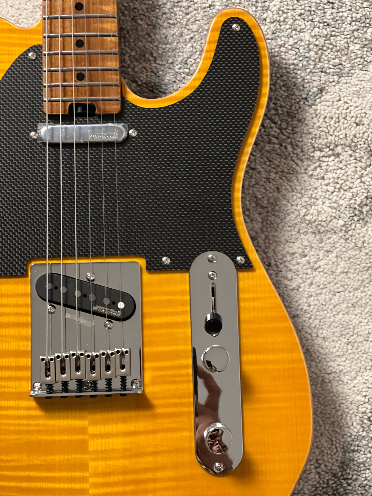 Soloking MT-1 FM 22 Artisan FMN with Roasted Flame Maple Neck in Amber Limited Edition JESCAR