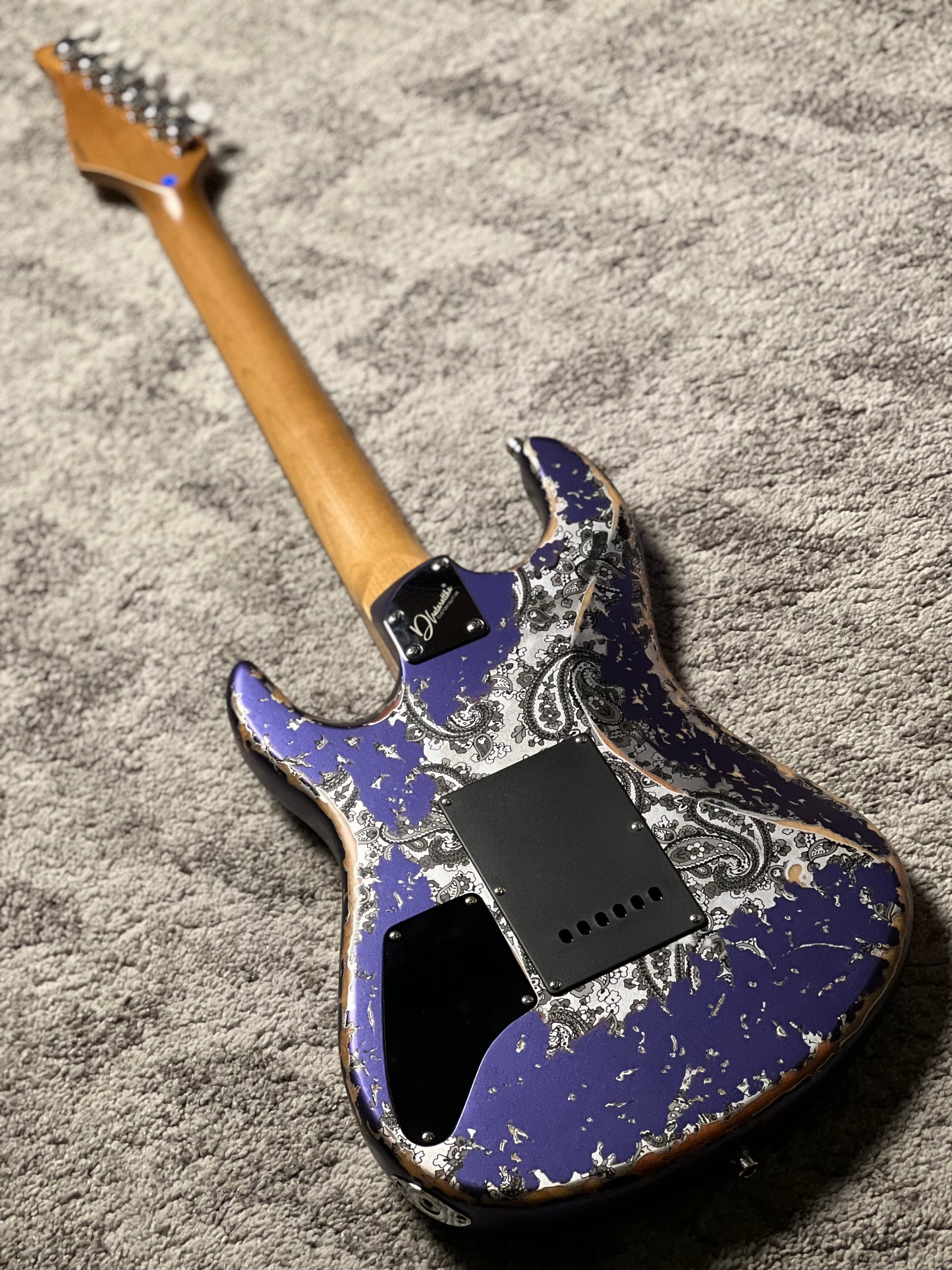 Dhatarattha Performance DST HH in Royal Purple Over Black Paisley with RW FB and Nitrocellulose Lacquer Relic