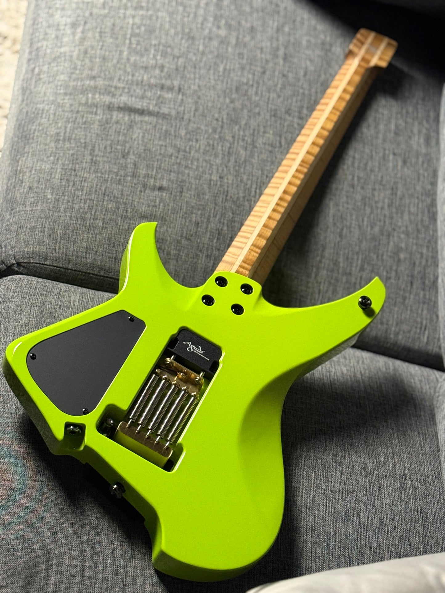 Aguda Black Hole in Neon Yellow with Flame Maple Neck Nafiri Special Run