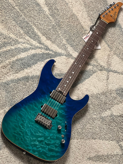 Soloking MS-1 Custom 24 HH Quilt with Rosewood FB in Blue Turquoise Wakesurf JESCAR