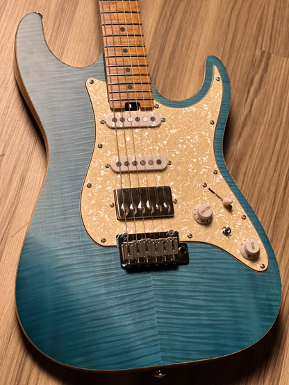 Soloking MS-1 Classic Flat Top FMN Roasted Flame Maple Neck in Jeans Pacific Blue