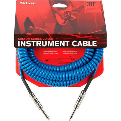 D`addario Coilet Instrument Cable 30 Ft Blue PW-CGD-30BU
