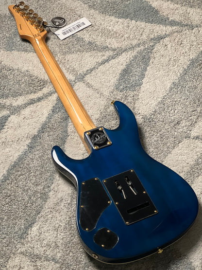 Soloking SM-22 HH QM Shredmaster with  Blue Tinted Flame Maple FB in Sapphire Blue